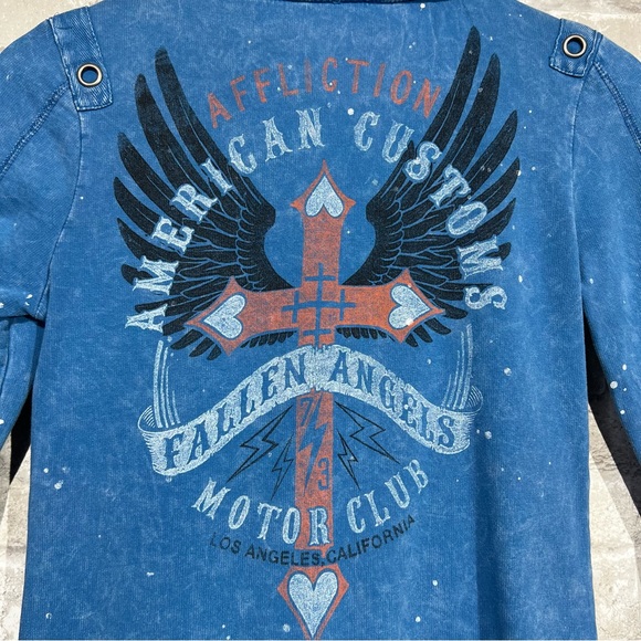 Affliction Women's Small Zip Up Sweatshirt American Customs Free Bird Distressed - Picture 5 of 8